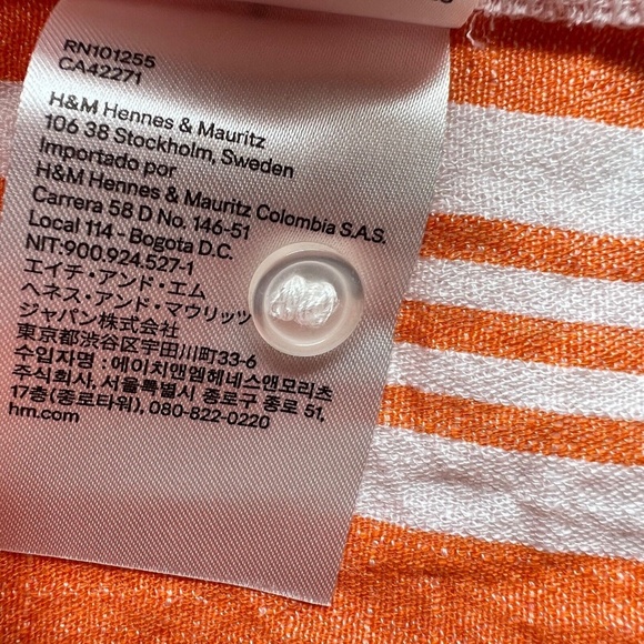 Lemlem x H&M Dress Oversized Orange & White Bold Striped Size M / L - Picture 8 of 8